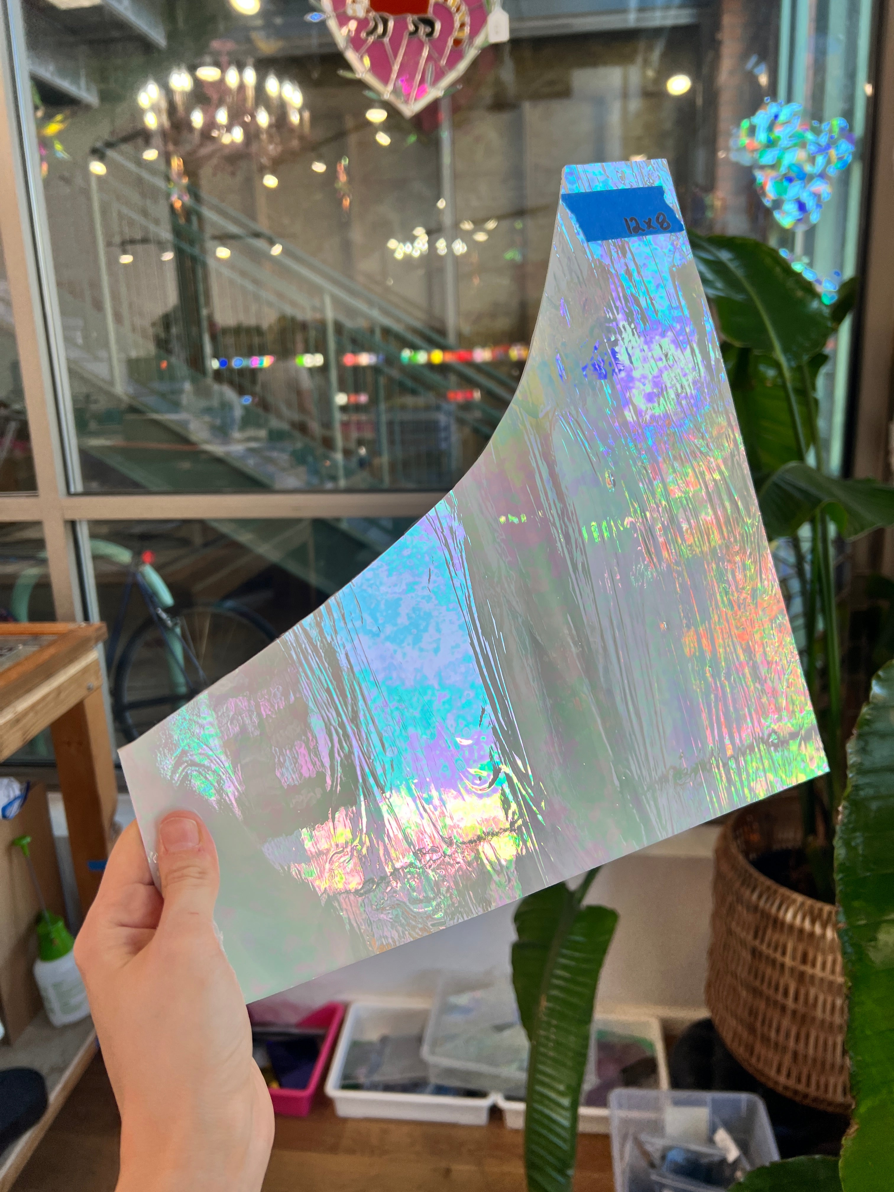 Vintage White Opaque Iridescent Spectrum Sheet Glass Colorado Glass Works SP1851 (12x8in)