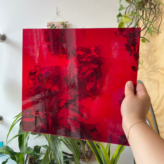 Cherry Red Waterglass Transparent Oceanside Fusible 96 COE (151W-F) Sheet Glass Colorado Glassworks