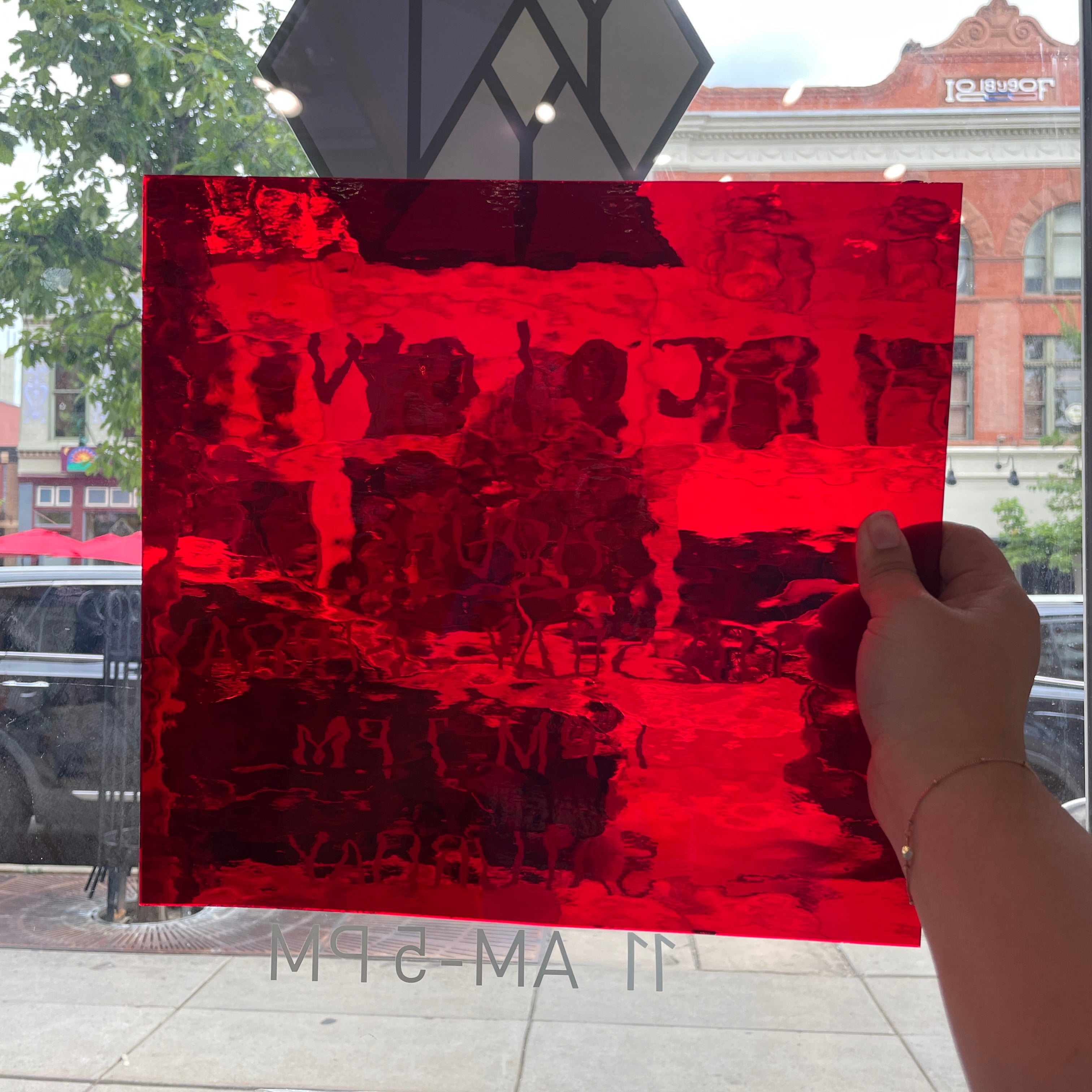 Cherry Red Waterglass Transparent Oceanside Fusible 96 COE (151W-F) Sheet Glass Colorado Glassworks