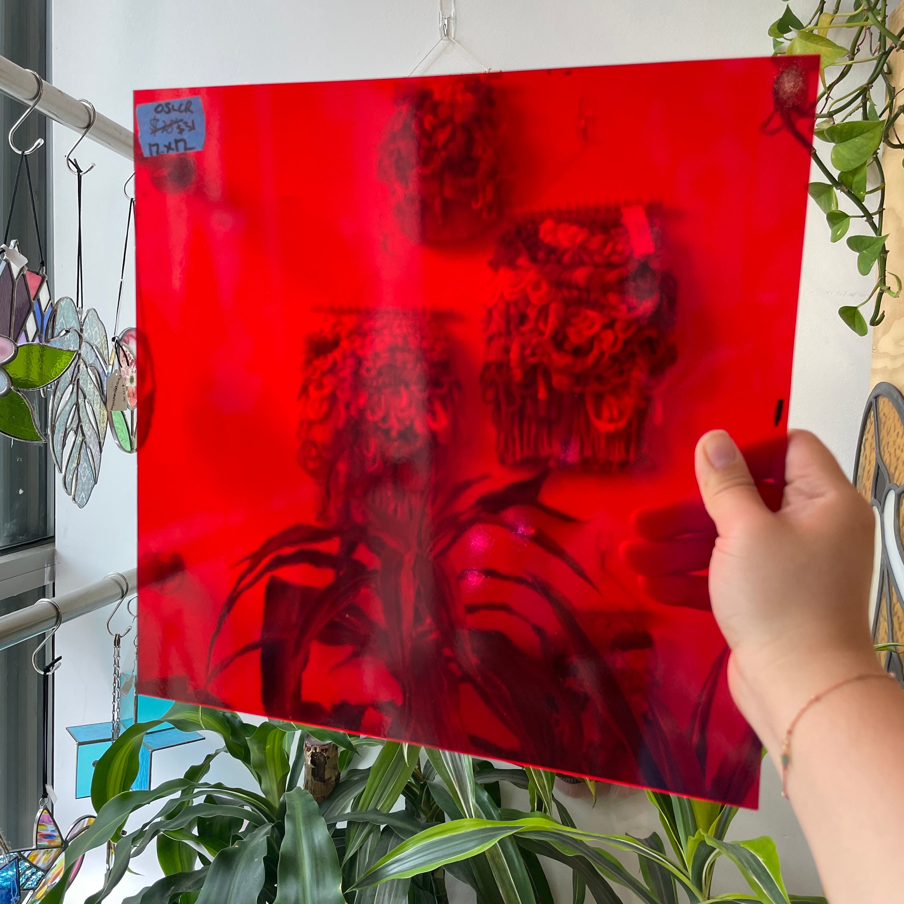 Light Cherry Red Transparent Oceanside Fusible 96 COE (60-611-F) Sheet Glass Colorado Glassworks