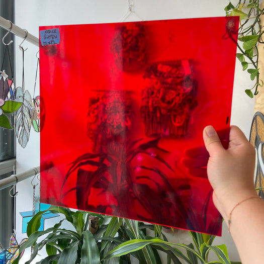 Light Cherry Red Transparent Oceanside Fusible 96 COE (60-611-F) Sheet Glass Colorado Glassworks