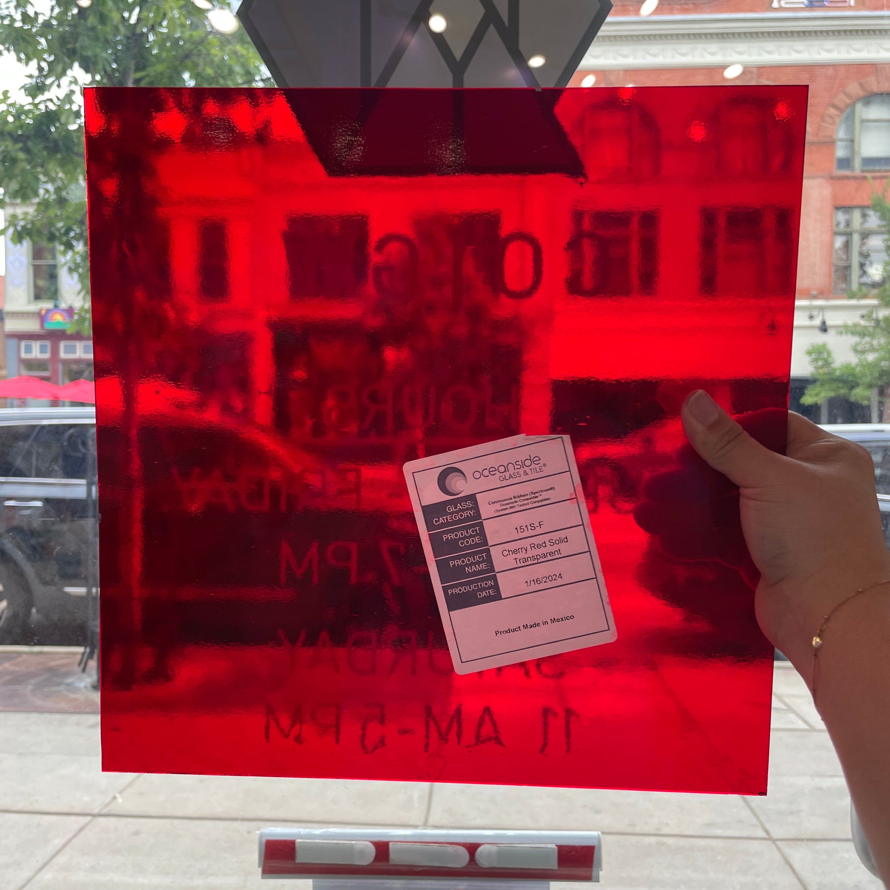 Cherry Red Transparent Oceanside Fusible 96 COE (151S-F) Sheet Glass Colorado Glassworks