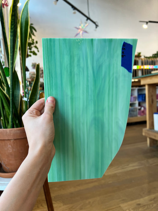 Pale Green Vintage Wispy Spectrum Sheet Glass Colorado Glassworks