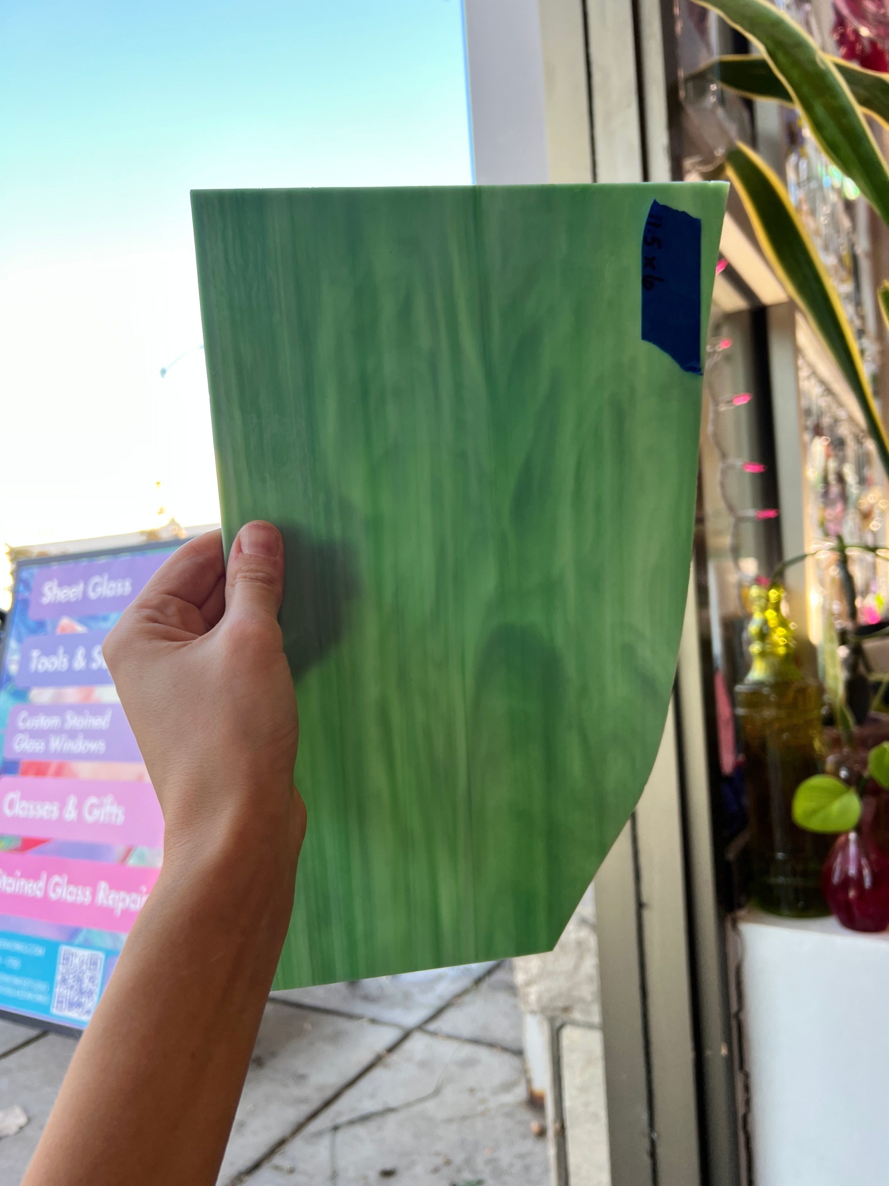 Pale Green Vintage Wispy Spectrum Sheet Glass Colorado Glassworks