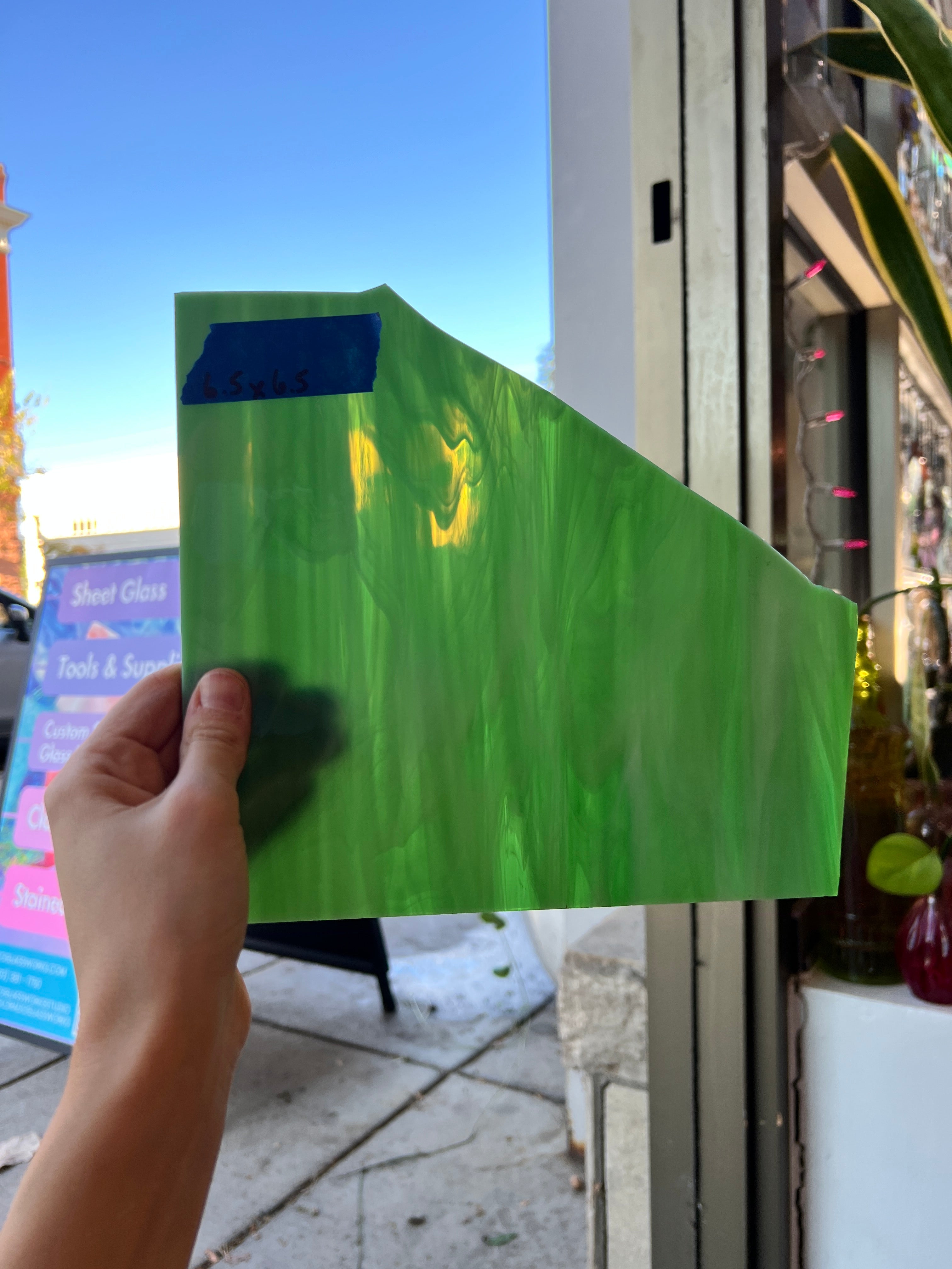 Light Green White Wispy Spectrum Sheet Glass Colorado Glassworks