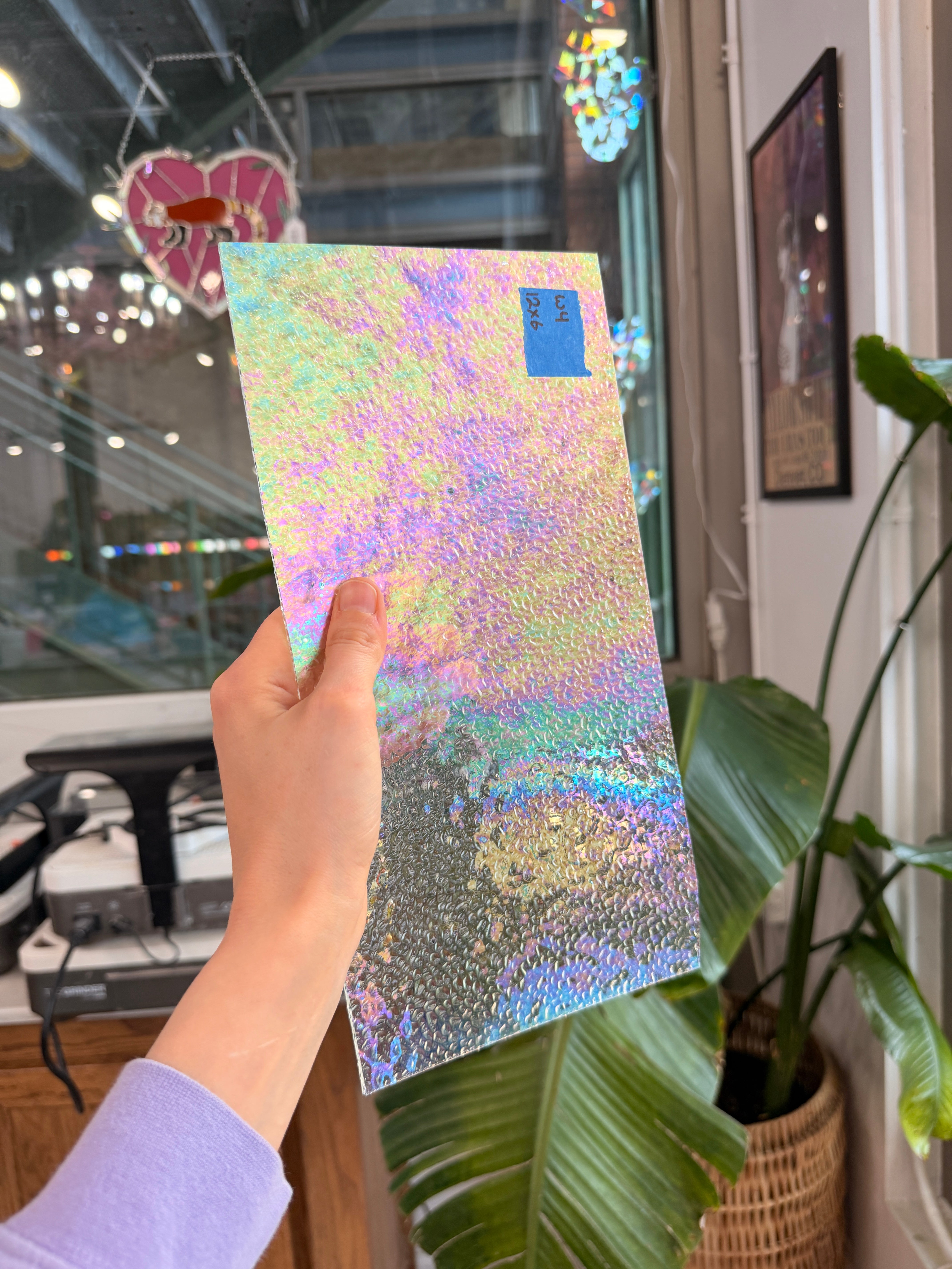Dewdrop Clear Iridescent Wissmach Sheet Glass Colorado Glassworks 12x6in (WM-14449453)