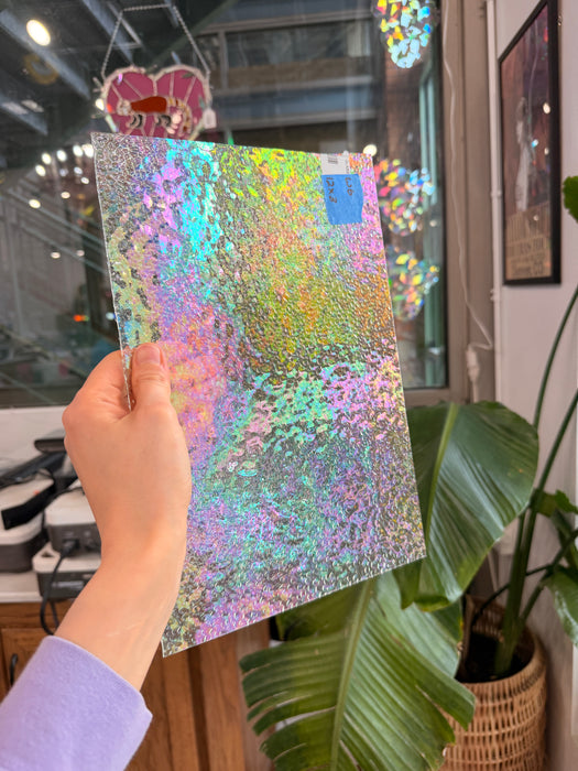 Dewdrop Clear Iridescent Wissmach Sheet Glass Colorado Glassworks 12x8in (WM-14220077)