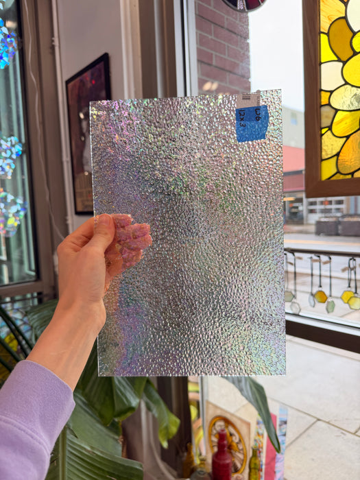 Dewdrop Clear Iridescent Wissmach Sheet Glass Colorado Glassworks