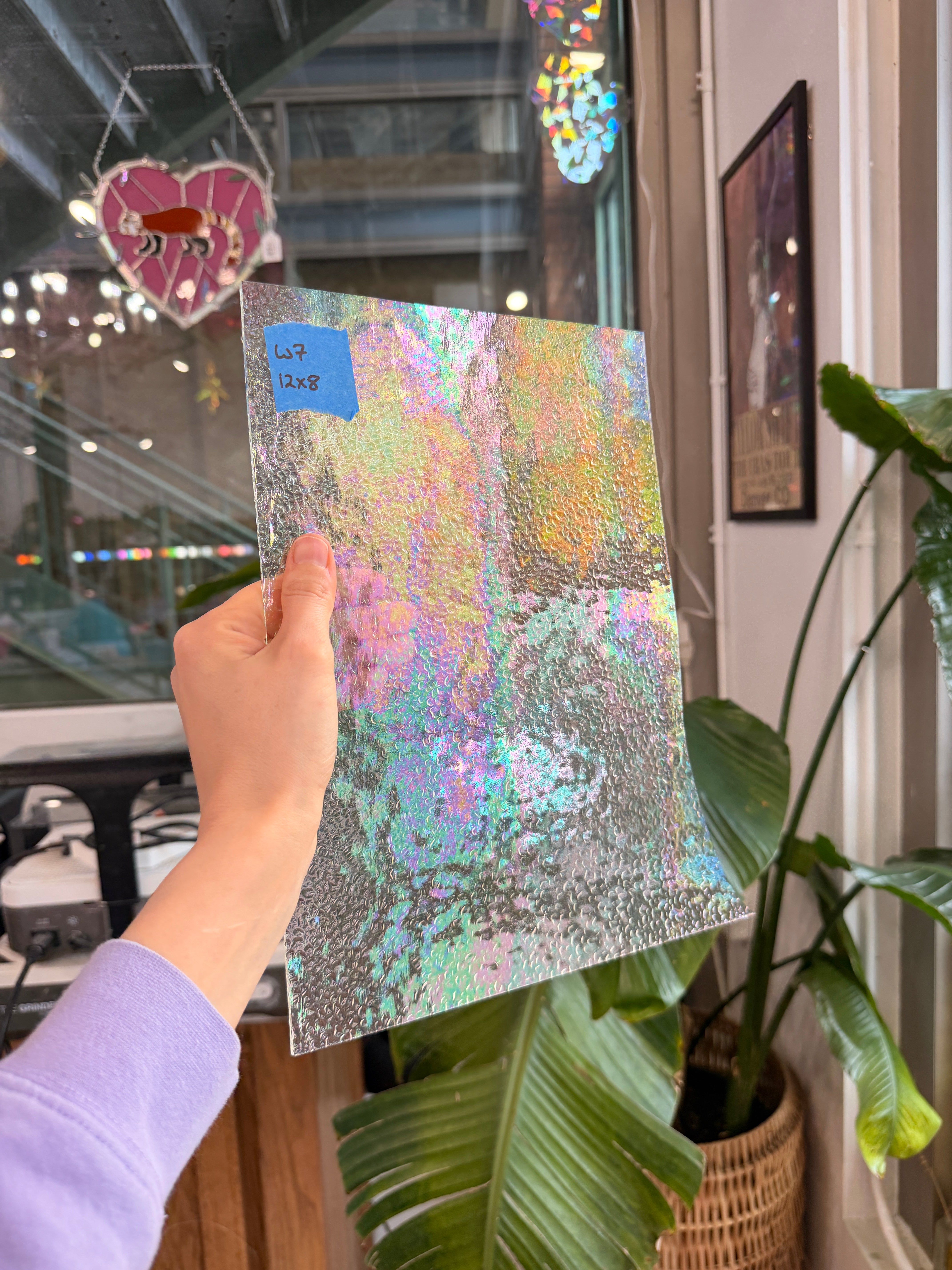 Dewdrop Clear Iridescent Wissmach Sheet Glass Colorado Glassworks 12x8in (WM-14482221)