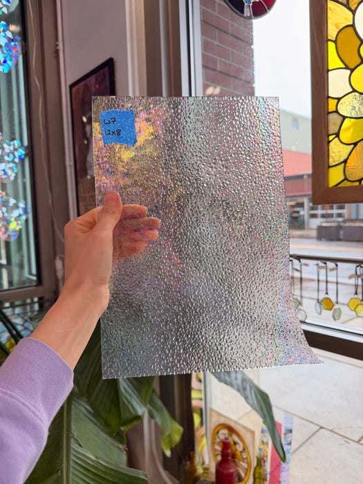 Dewdrop Clear Iridescent Wissmach Sheet Glass Colorado Glassworks