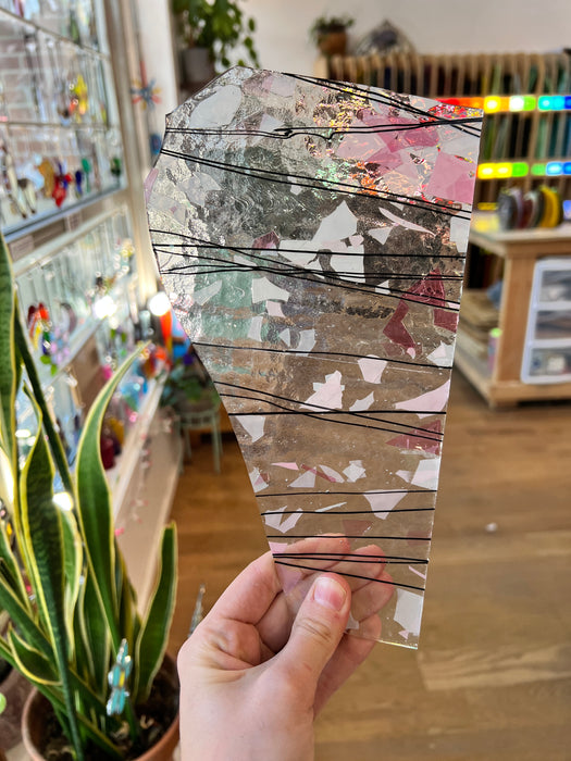 Black Stringer Pink Confetti on Clear Bullseye Sheet Glass Colorado Glassworks