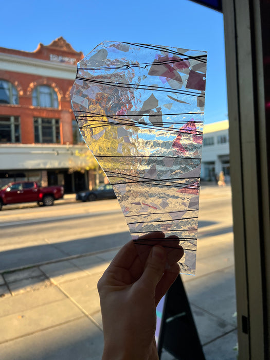 Black Stringer Pink Confetti on Clear Bullseye Sheet Glass Colorado Glassworks