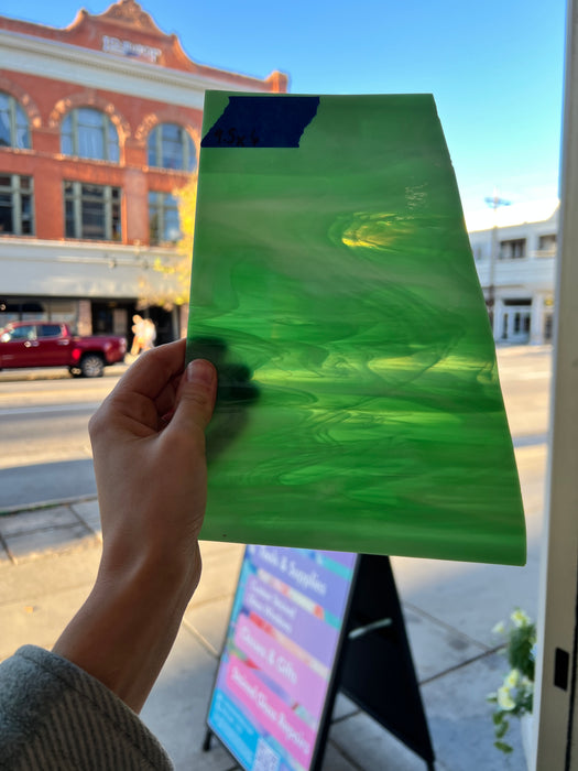 Light Green White Wispy Spectrum Sheet Glass Colorado Glassworks