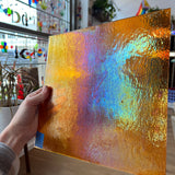 Transparent Orange Iridescent Bullseye Fusible 90 COE Sheet Glass Colorado Glassworks BE-ORA-I-1 (10x10in)