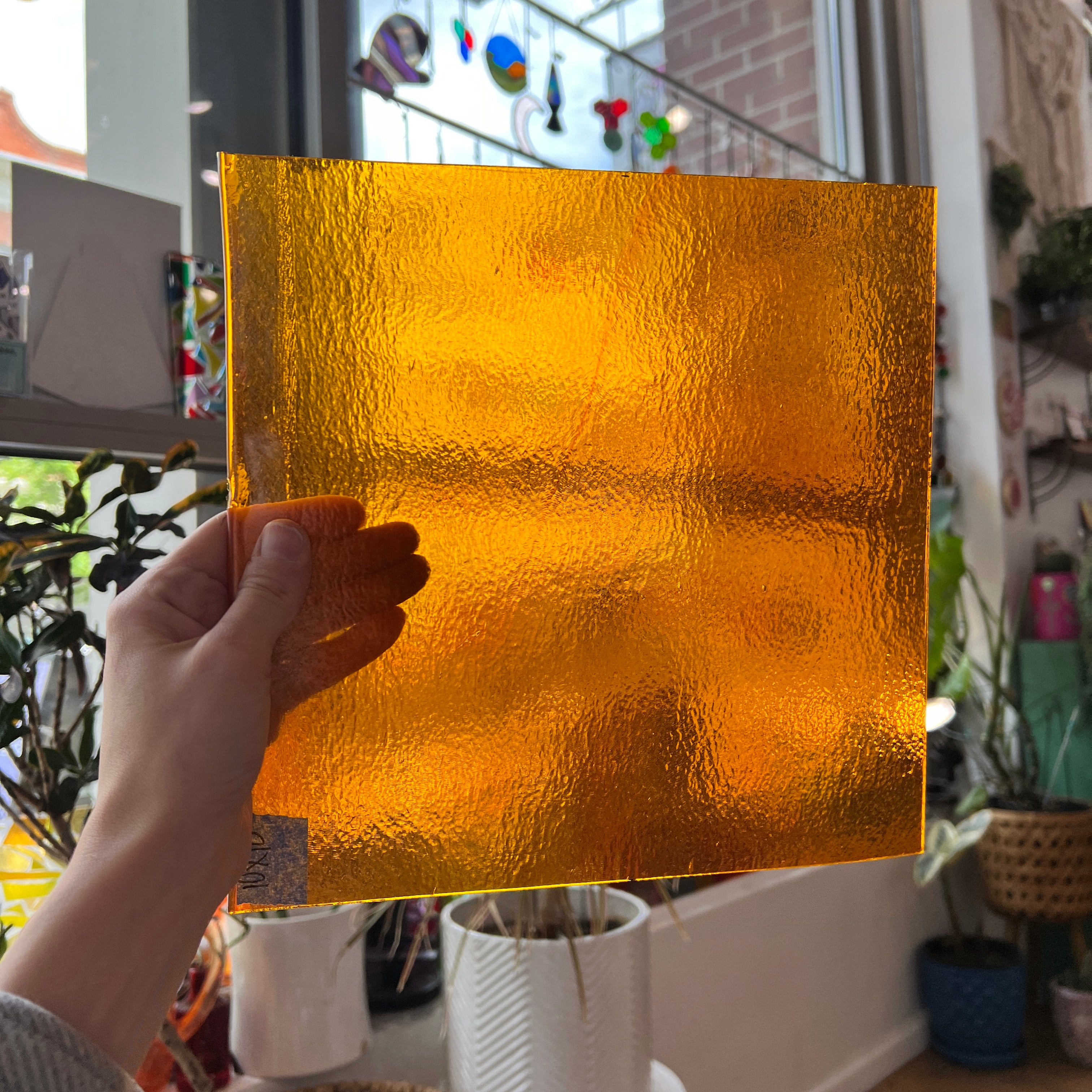 Transparent Orange Iridescent Bullseye Fusible 90 COE Sheet Glass Colorado Glassworks   