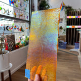 Transparent Orange Iridescent Bullseye Fusible 90 COE Sheet Glass Colorado Glassworks BE-ORA-I-2 (10x4.5in)