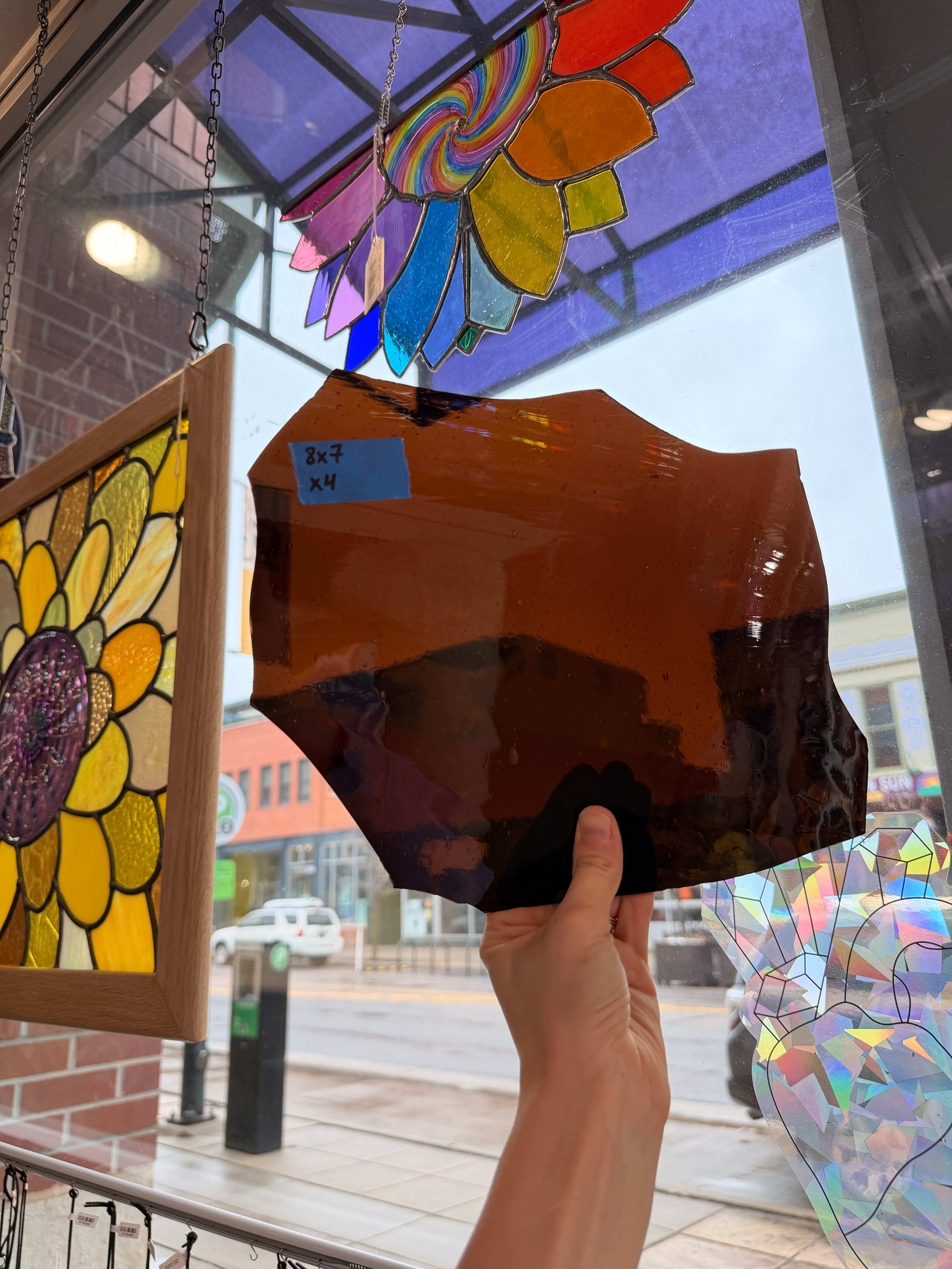 Dark Brown Mouth Blown Antique Sheet Glass Colorado Glassworks