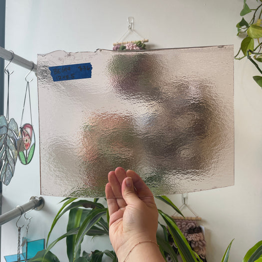 Vintage Transparent Light Pink Bullseye Fusible 90 COE Sheet Glass Colorado Glassworks BE699 (12 x 8.5in)