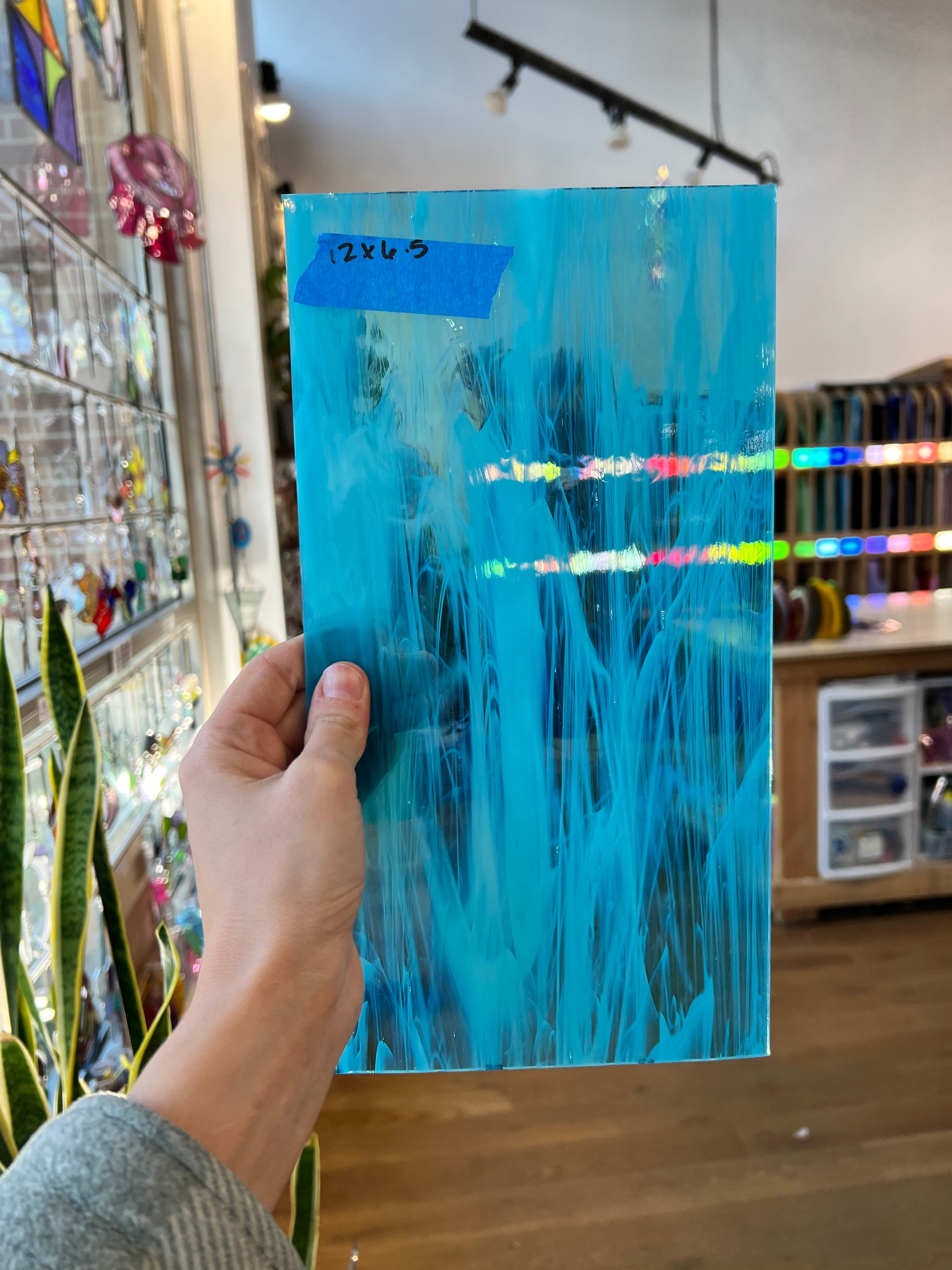 Aqua Blue White Transparent Spectrum Sheet Glass Colorado Glassworks