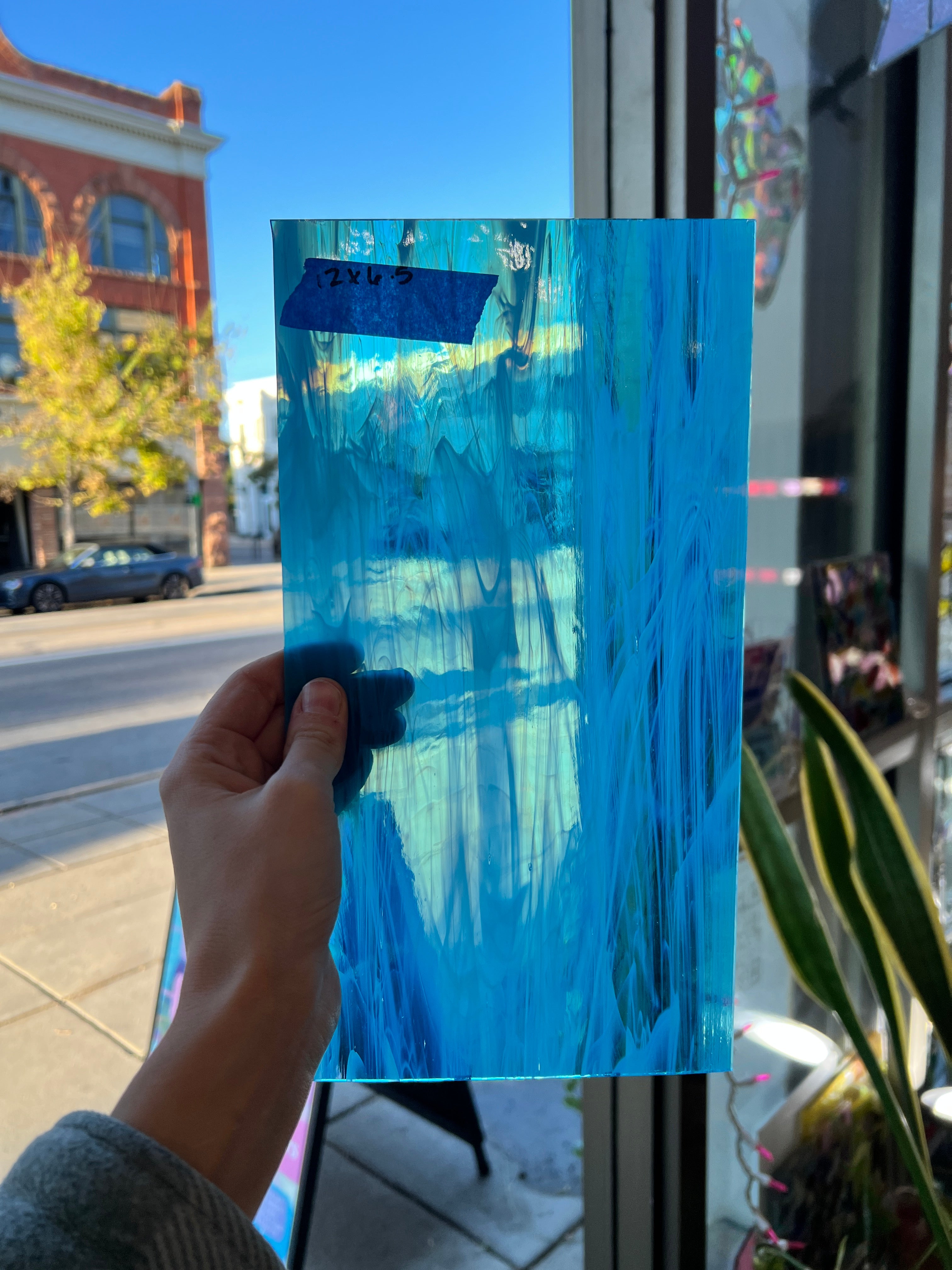 Aqua Blue White Transparent Spectrum Sheet Glass Colorado Glassworks