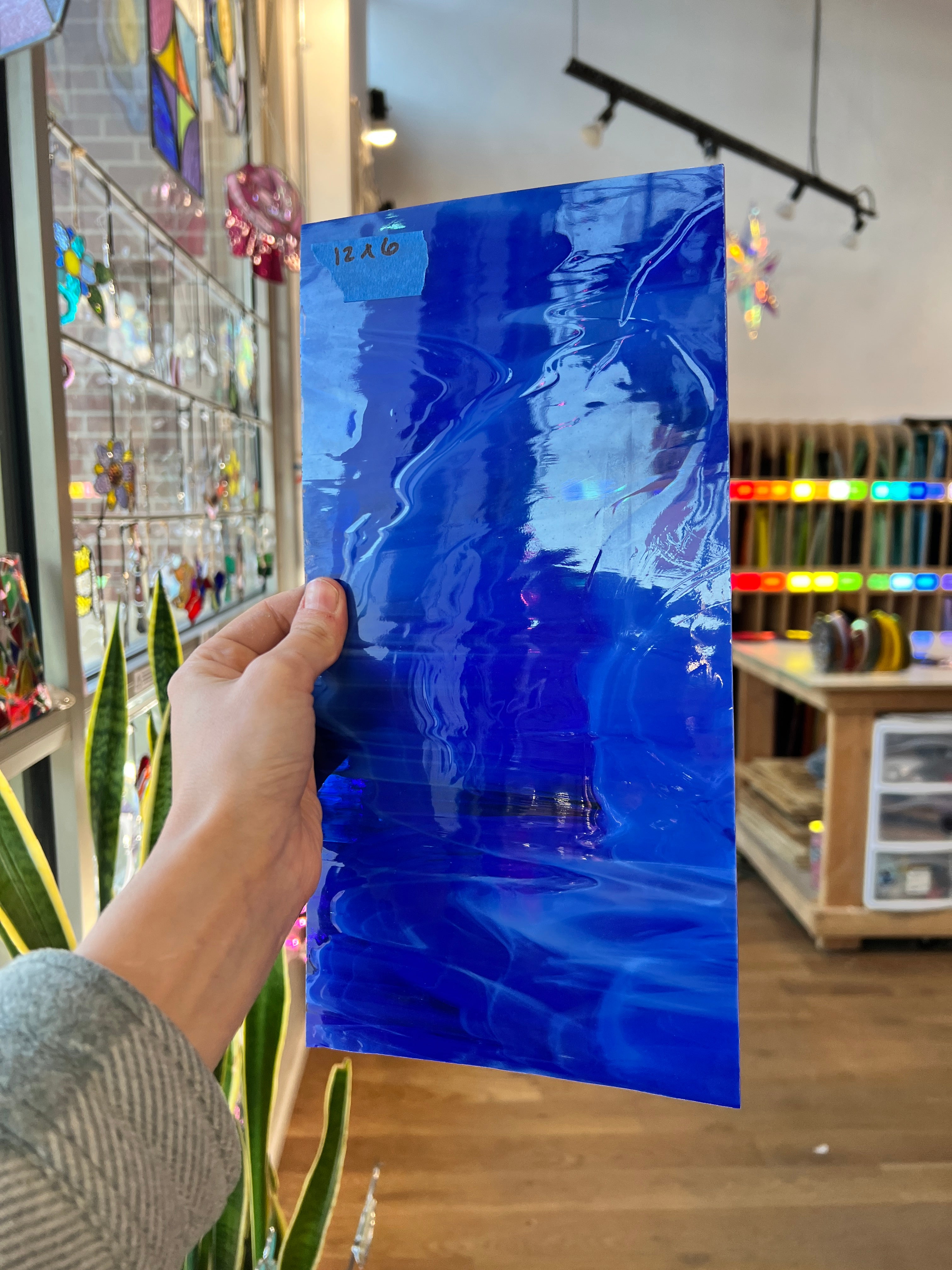 Wispy Dark Blue Spectrum Sheet Glass Colorado Glassworks