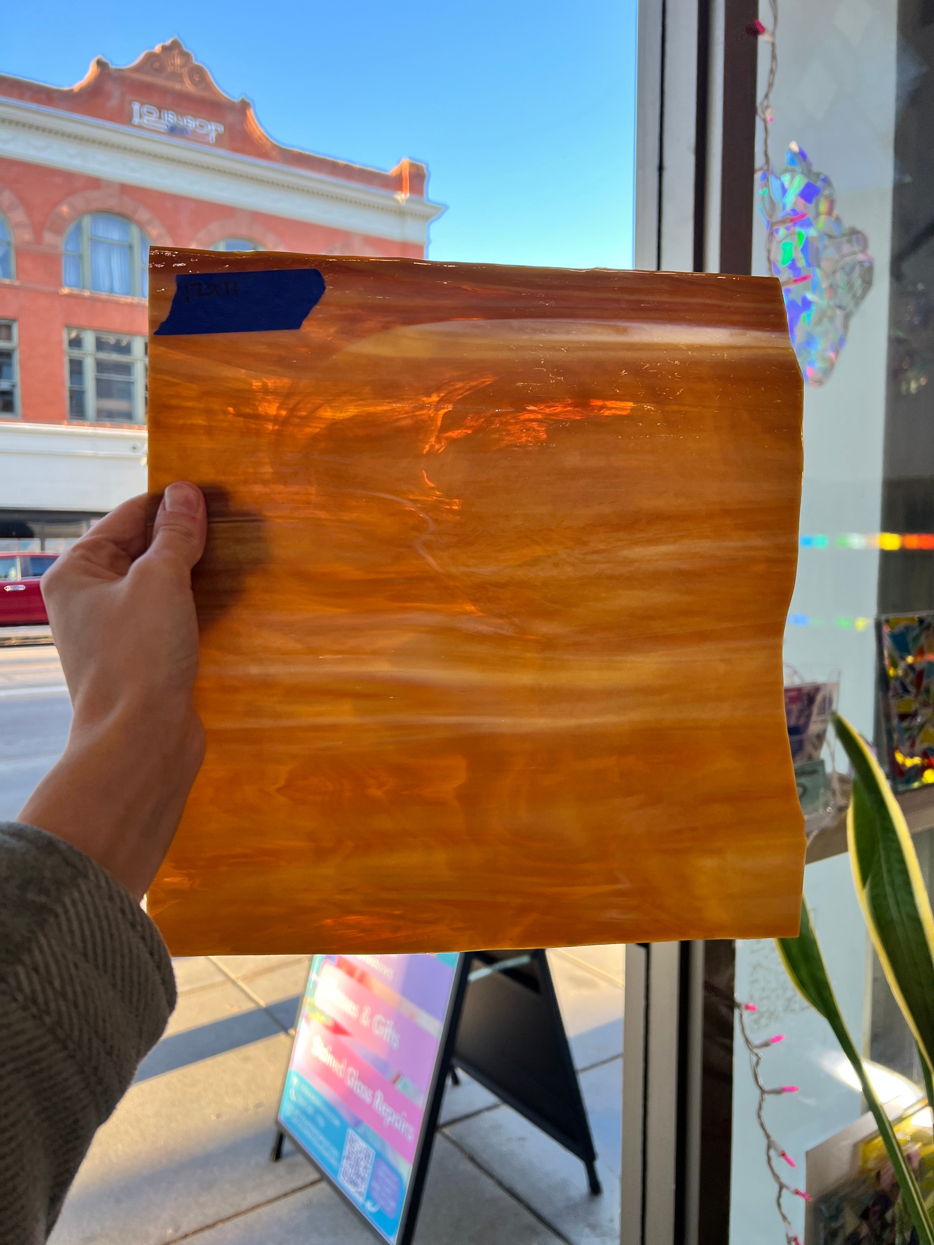 Tan Brown White Vintage Wispy Spectrum Sheet Glass Colorado Glassworks