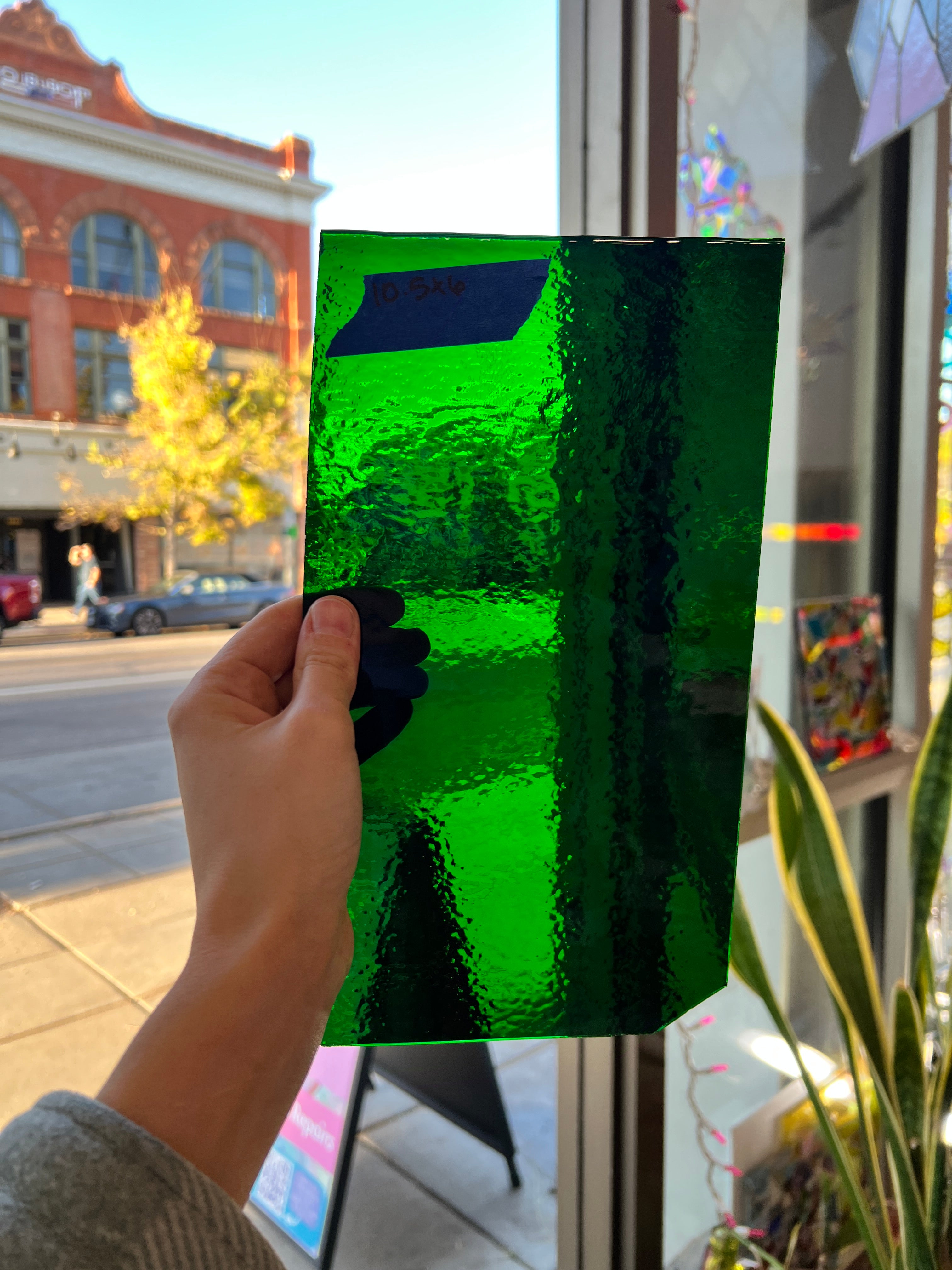 Dark Green Vintage Rolled Sheet Glass Colorado Glassworks
