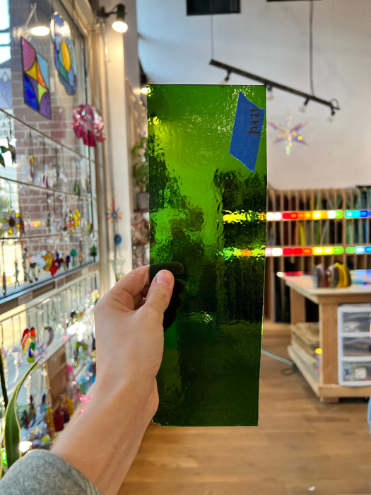 Medium Green Vintage Rolled Sheet Glass Colorado Glassworks