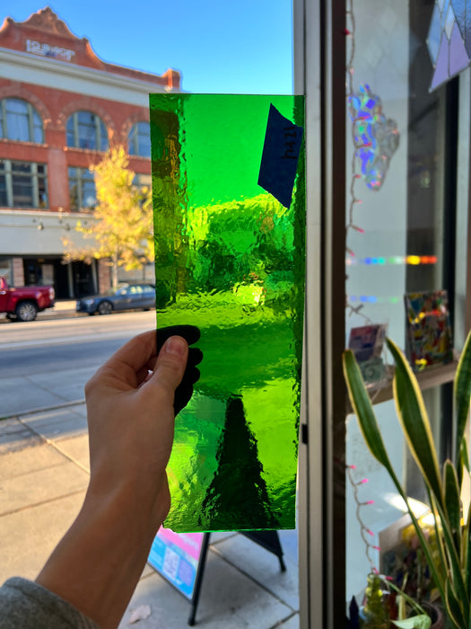 Medium Green Vintage Rolled Sheet Glass Colorado Glassworks