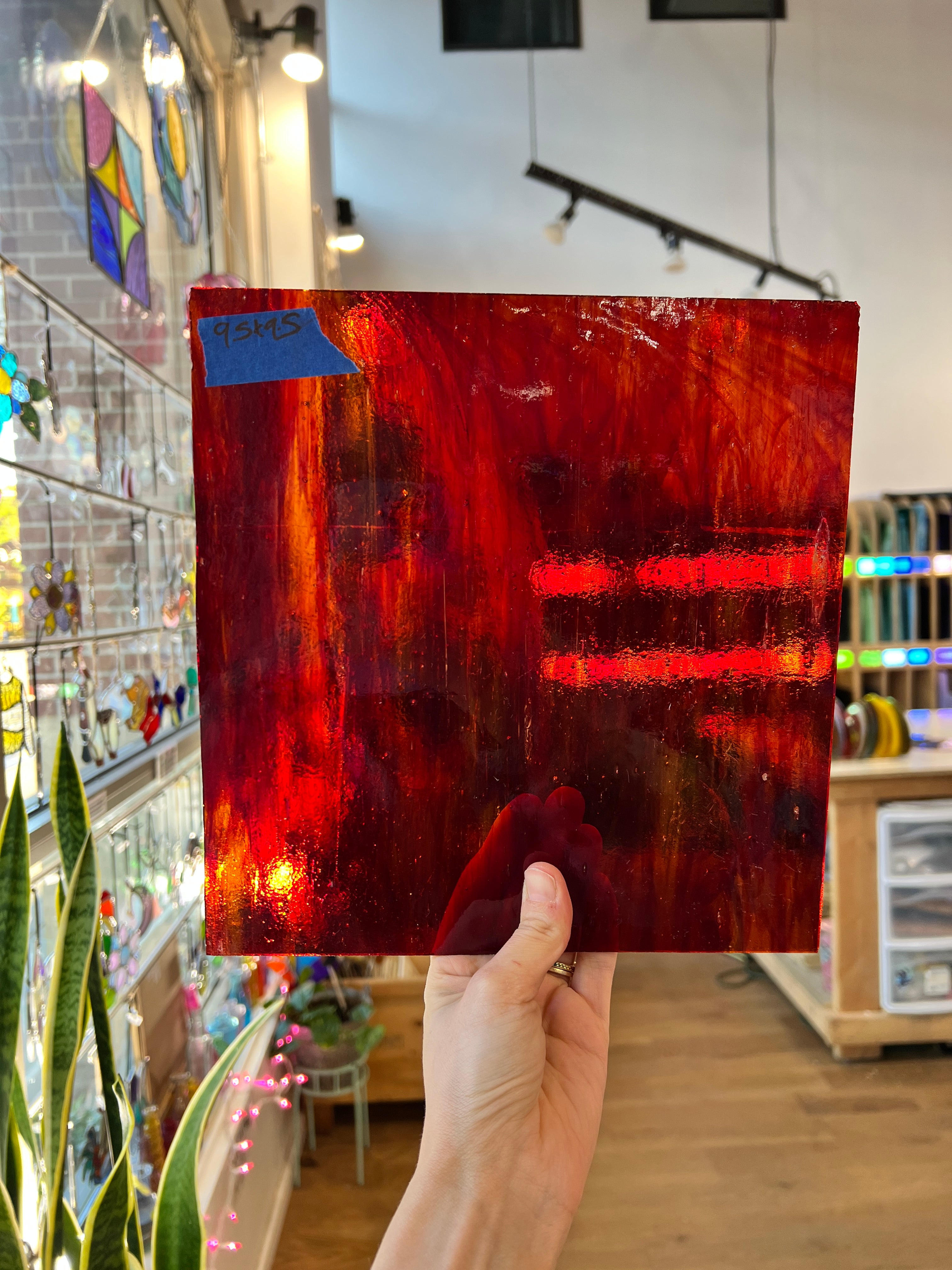 Red Wispy Transparent Sheet Glass Colorado Glassworks