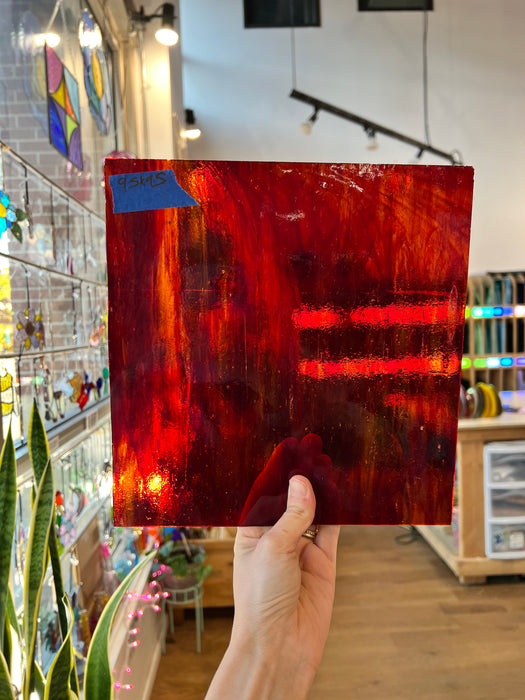 Red Wispy Transparent Sheet Glass Colorado Glassworks