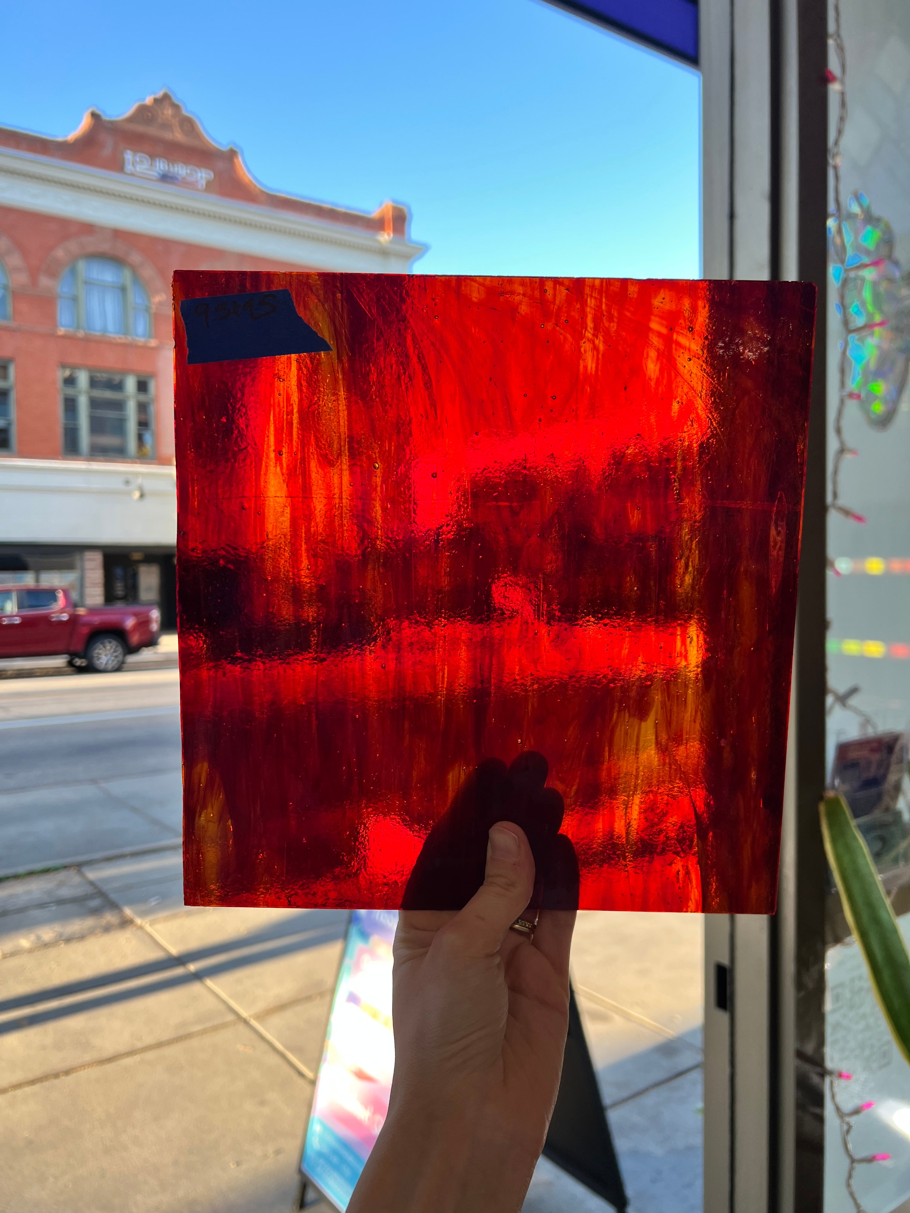 Red Wispy Transparent Sheet Glass Colorado Glassworks