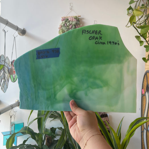 Vintage 1970s Green Blue Mixed AC Fischer Sheet Glass Colorado Glass Works
