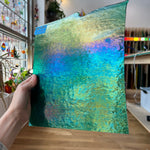 Emerald Green Transparent Iridescent Bullseye Fusible 90 COE Sheet Glass Colorado Glassworks   