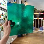 Emerald Green Transparent Iridescent Bullseye Fusible 90 COE Sheet Glass Colorado Glassworks   