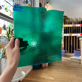 Emerald Green Transparent Iridescent Bullseye Fusible 90 COE Sheet Glass Colorado Glassworks   
