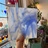Rocky Mountain Skys Dark Blue White Clear Iridescent Fusible 90 COE Sheet Glass Colorado Glassworks
