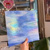 Rocky Mountain Skys Dark Blue White Clear Iridescent Fusible 90 COE Sheet Glass Colorado Glassworks
