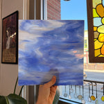 Rocky Mountain Skys Dark Blue White Clear Iridescent Fusible 90 COE Sheet Glass Colorado Glassworks