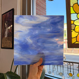 Rocky Mountain Skys Dark Blue White Clear Iridescent Fusible 90 COE Sheet Glass Colorado Glassworks