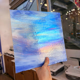 Rocky Mountain Skys Dark Blue White Clear Iridescent Fusible 90 COE Sheet Glass Colorado Glassworks