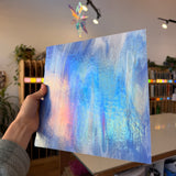 Rocky Mountain Skys Dark Blue White Clear Iridescent Fusible 90 COE Sheet Glass Colorado Glassworks