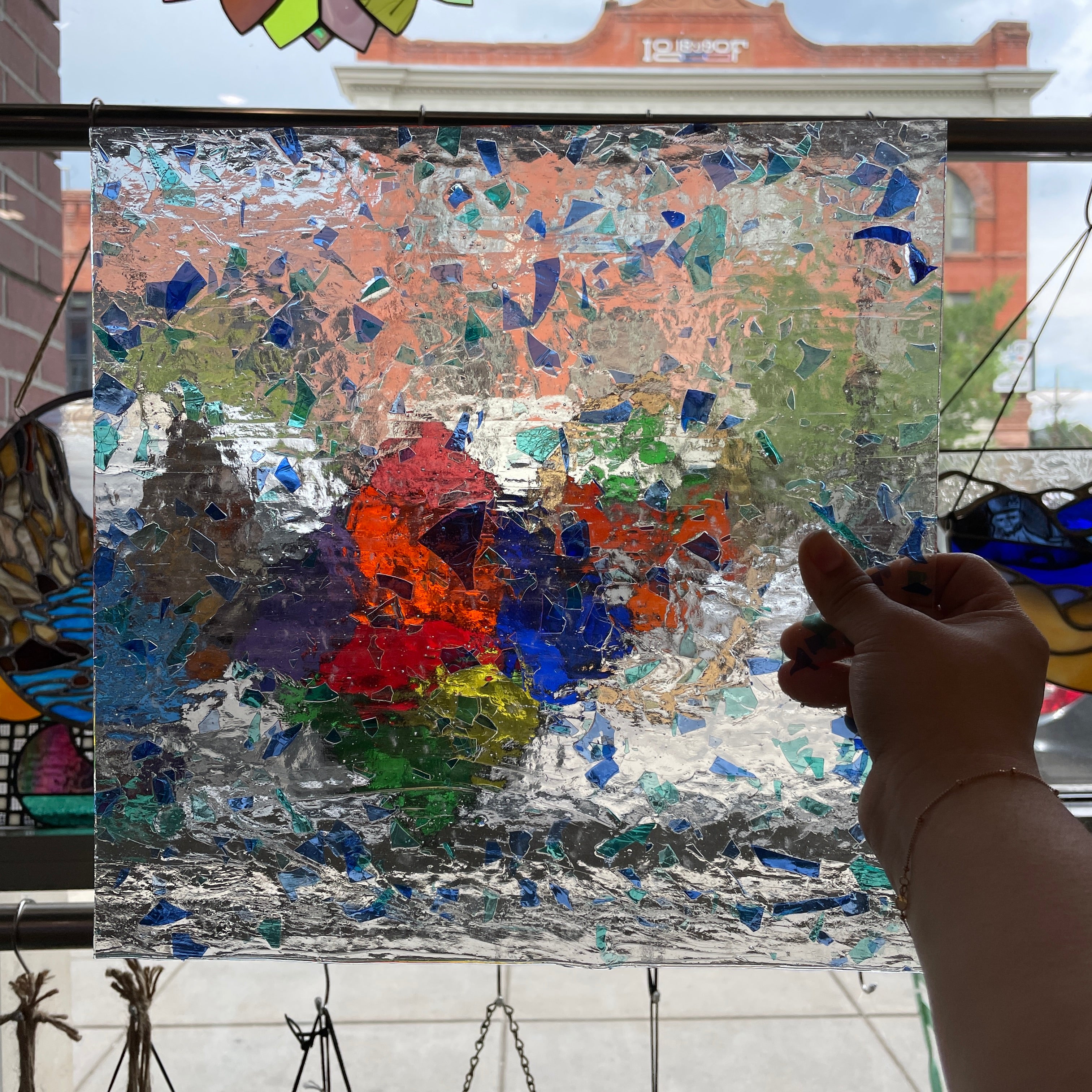 Clear Blue-Green-Confetti Choice Sheet Glass Colorado Glassworks