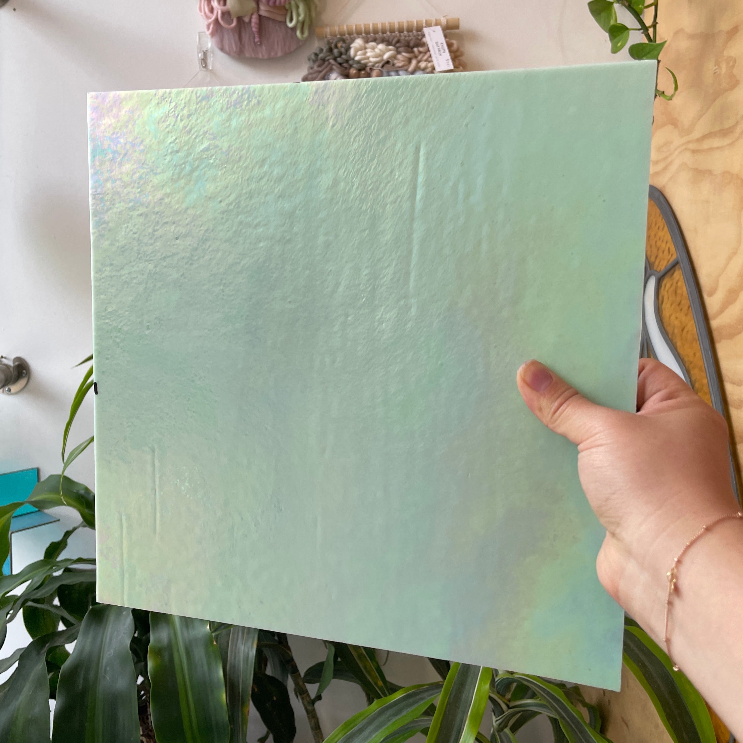 Mint Green Iridescent Wissmach Fusible 96 COE (96 06 LUM) Sheet Glass Colorado Glassworks