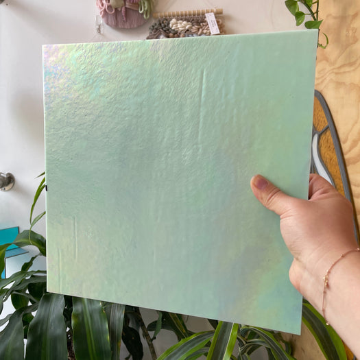 Mint Green Iridescent Wissmach Fusible 96 COE (96 06 LUM) Sheet Glass Colorado Glassworks