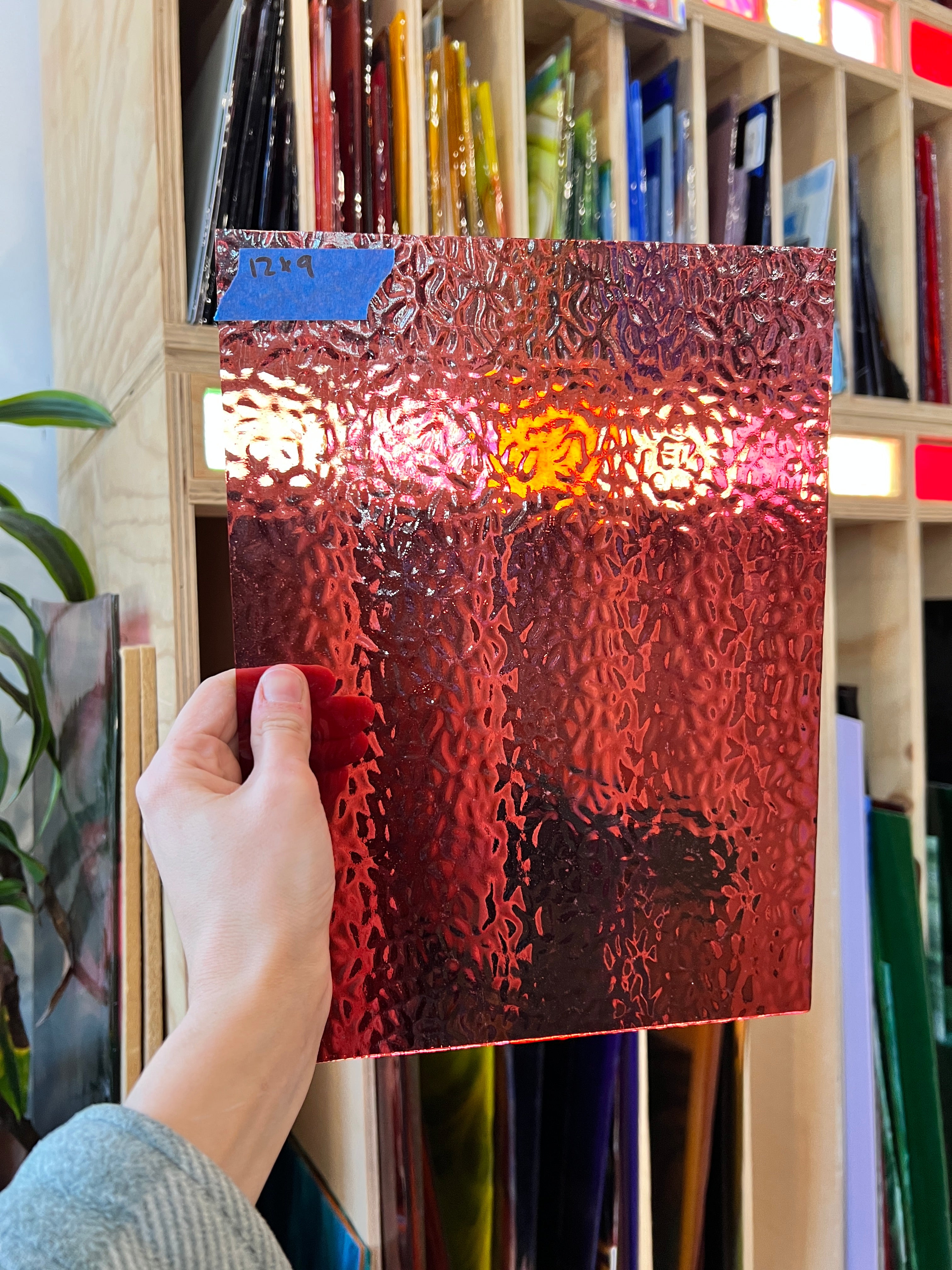 Transparent Cranberry English Muffle Wissmach Sheet Glass Wissmach