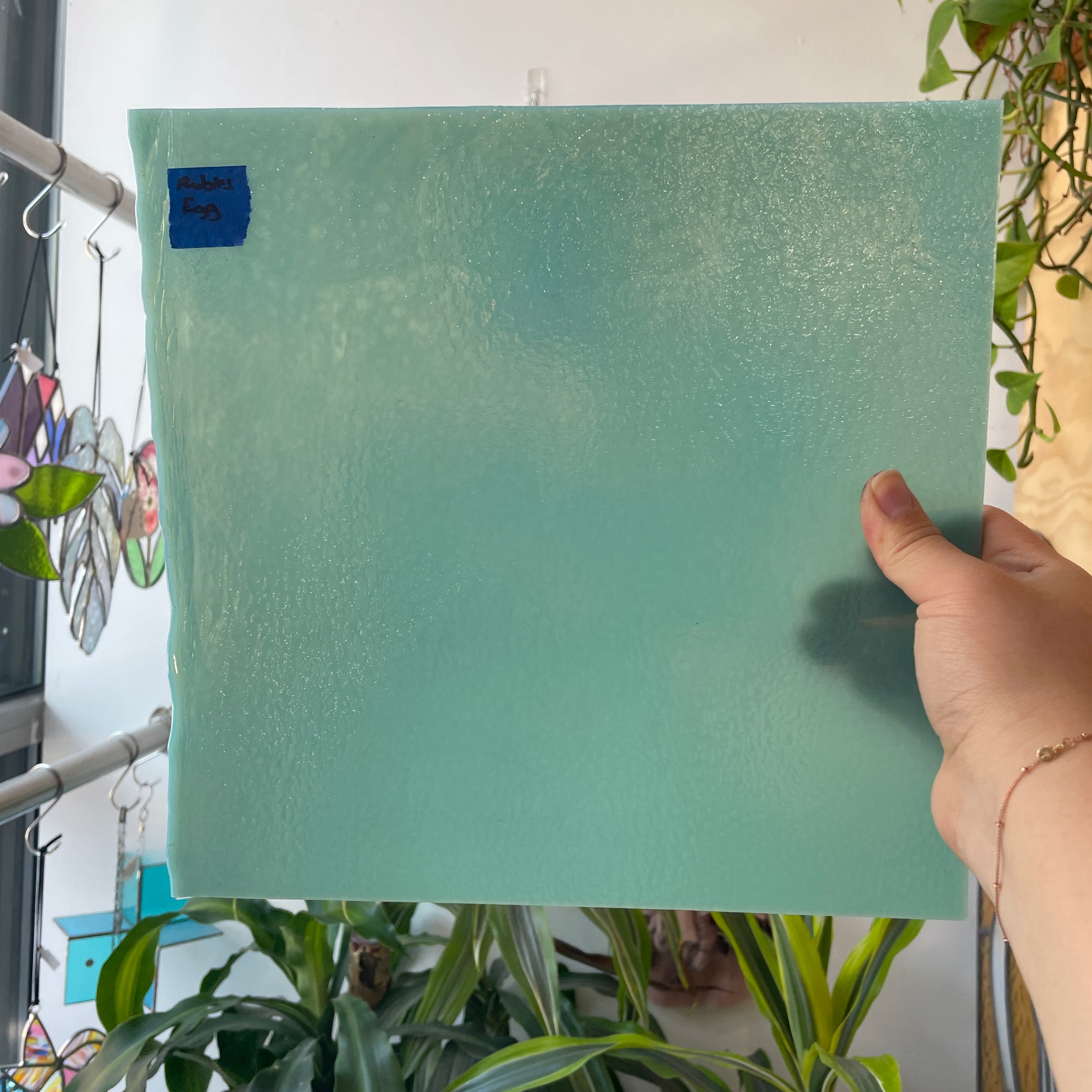 Robins Egg Blue Bullseye Fusible 90 COE Sheet Glass Colorado Glassworks