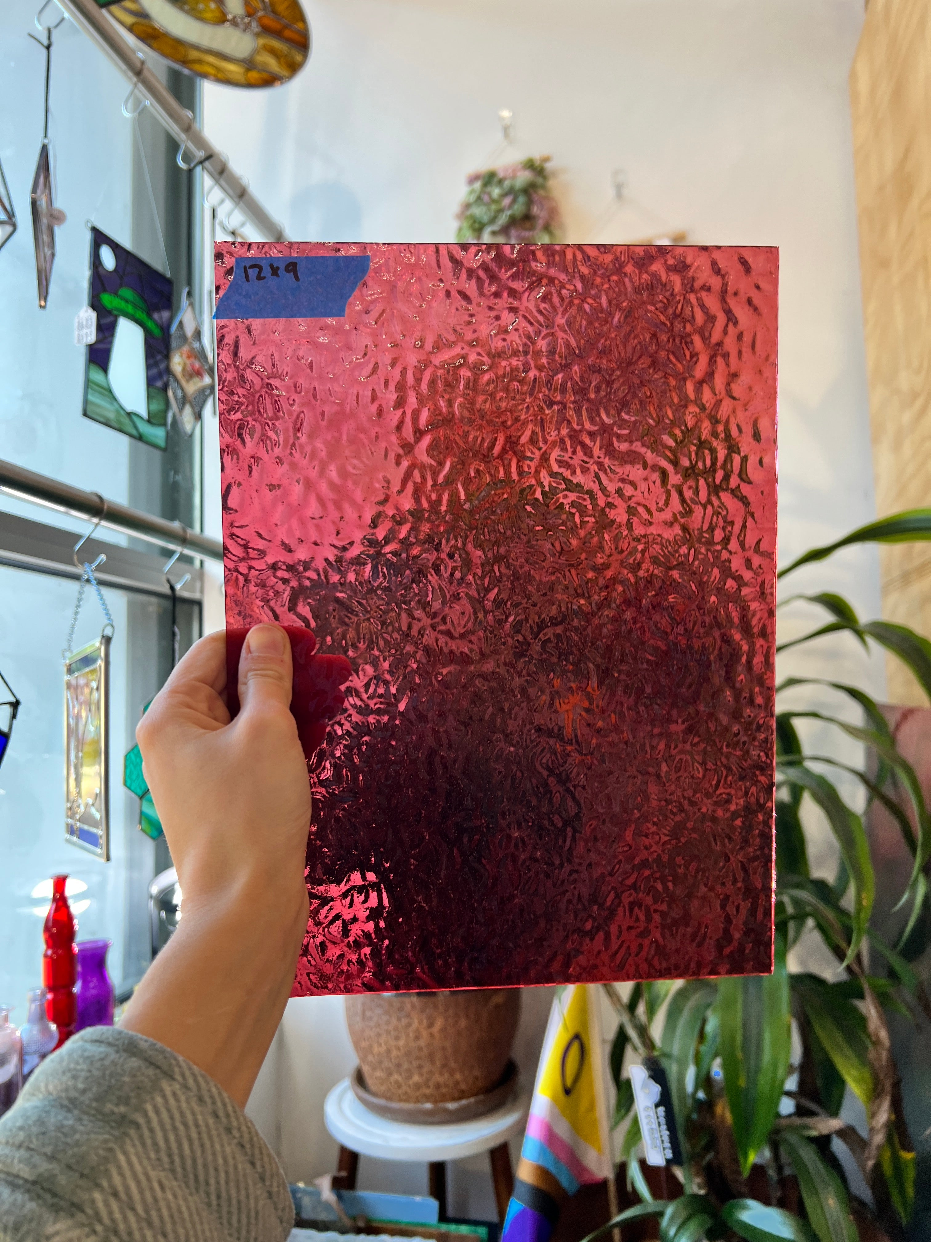 Transparent Cranberry English Muffle Wissmach Sheet Glass Wissmach