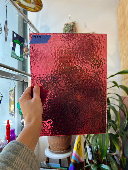 Transparent Cranberry English Muffle Wissmach Sheet Glass Wissmach
