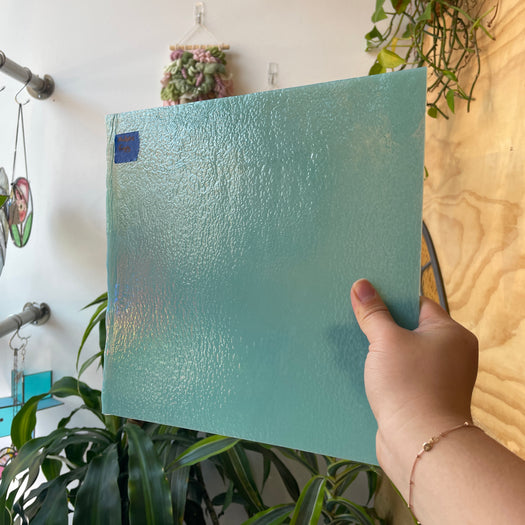 Robins Egg Blue Bullseye Fusible 90 COE Sheet Glass Colorado Glassworks